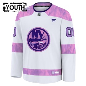 Dresovi New York Islanders 2024-25 Fanatics Hockey Fights Cancer Practice Custom Bijela - Dječji